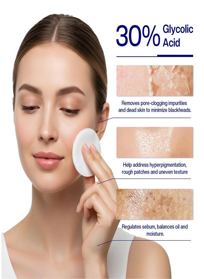 Morovan Glycolic Acid Pads 30%: Dual-Sided Face Exfoliator for Blemishes and Deep Cleaning, Clarifying Skin Tone, At-Home Peel, 65 Pads - Image 3